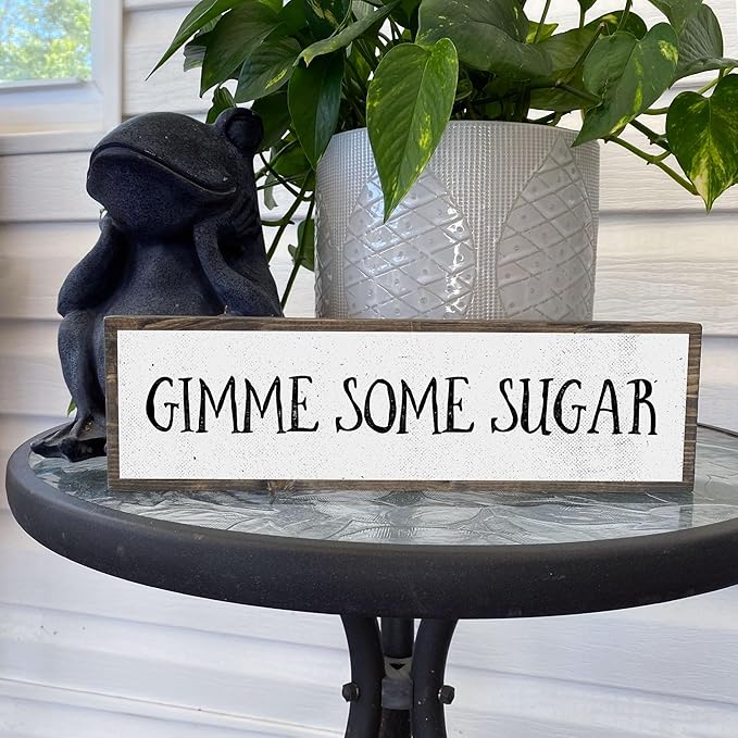 Wood & Metal Southern Sign – Weatherproof Indoor Outdoor Wall Decor – Rustic Charm with "Gimme Some Sugar" – Gift-Wrapped & Ready to Give