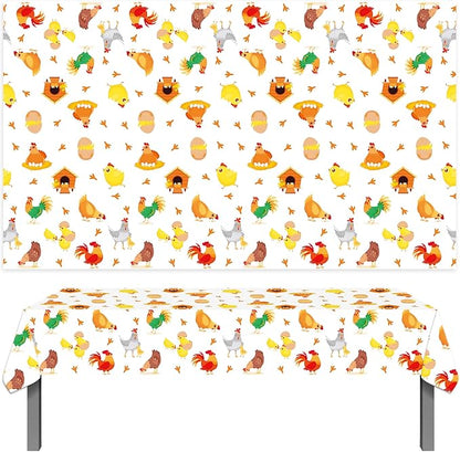 umoni Chicken Party Tablecloth Chicken Birthday Party Supplies 2PCS Chicken Birthday Table Covers Farm Chick Theme Tablecloths for Yard Hen Baby Shower Table Decor