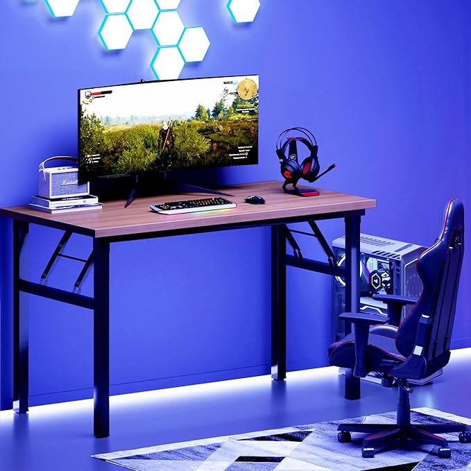 DlandHome 47 inches Folding Table Computer Desk Portable ActivityTable Conference Table Home Office Desk, Fully Assembled Teak DND-ND5-120TB1