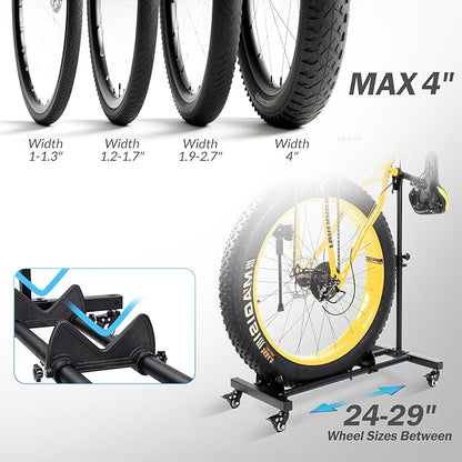 Vertical Bike Stand, Freestanding Bike Rack Garage Storage Upright Bicycle Floor Stand Indoor Bike Holder with Adjustable Height for Garage & Apartment - for Wheels Sizes up to 29”