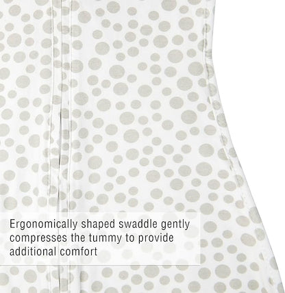 Woombie Original Baby Swaddling Blanket - Soothing, Cotton Baby Swaddle with Zipper - Wearable Newborn Blanket, Lots of Dots, 14-19 lbs
