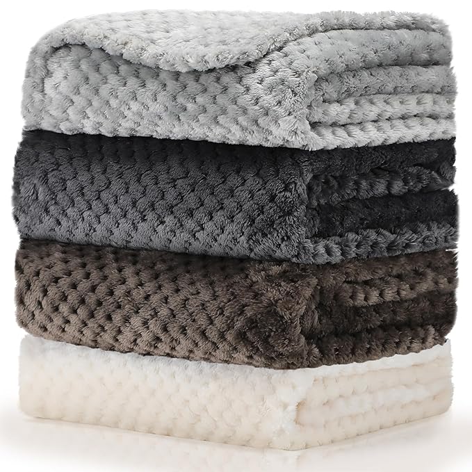 Frienda 4 Pcs Baby Fuzzy Blanket Fluffy Baby Blanket for Boys Girls Soft Warm Infant Newborn Toddler Receiving Nursery Bed Supplies, 32 x 24 Inch(Grey Color)