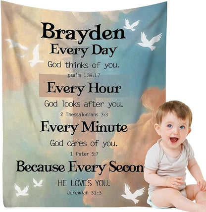 Custom Blanket Bible Verse Blanket with Inspirational Thoughts and Prayers Religious Throw Blanket Soft Lightweight Cozy Plush Warm Blankets for Women Men Christmas Birthday Gifts