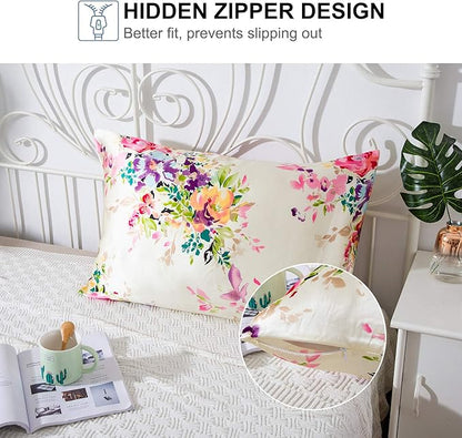 SLPBABY Silk Pillowcase for Hair and Skin with Hidden Zipper Print (Standard, Pattern5)
