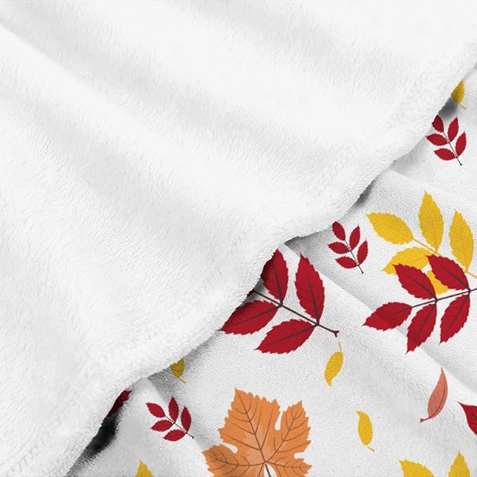 Thuswarm Autumn Colorful Pecan Leaf Flannel Blanket for Autumn Winter Gifts Warm Cozy Soft Funny Print Throw for Bed Couch Sofa 120”×90” Extra Large for Family