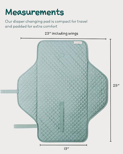 Lily Miles Baby Changing Pad Portable, Diaper Changing Mat with Magnetic Latches, Travel Pad for Diaper Bag, Baby Essentials, Wipeable & Waterproof Mat (Willow Green, Large)