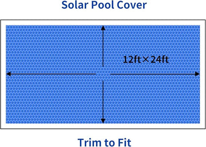 BigXwell Solar Pool Cover, 12Mil 12x24 Foot Rectangle for In-Ground Pools, 1200 Series Blue Blanket(12x24 FT)