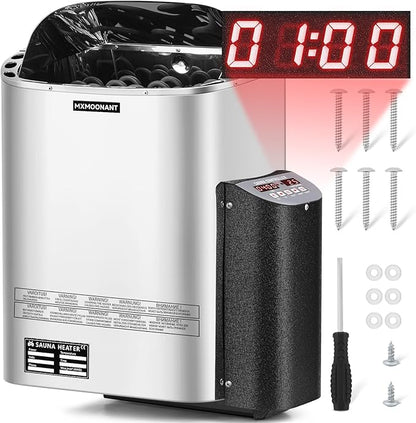 Mxmoonant Sauna Heater, 9KW 220V Electric Sauna Heaters Digital Control Sauna Stove Dry Steam Sauna Bath for Home Hotel Spa Max. 425 Cu.ft with Sauna Hygrothermograph