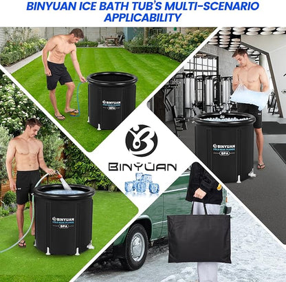 BINYUAN XL Ice Bath Tub for Athletes With Cover 99 Gal Cold Plunge Tub for Recovery, Multiple Layered Portable Ice Bath Plunge Pool Suitable for Gardens, Gyms and Other Cold Water Therapy Training