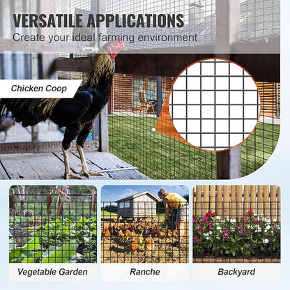 VEVOR Hardware Cloth, 36'' x 100' 1/2inch Galvanized Wire Mesh Roll, 19 Gauge Chicken Wire Fencing Roll, Vinyl Coating Metal Wire Mesh for Chicken Coop Barrier, Rabbit Snake Fences, Poultry Enclosures