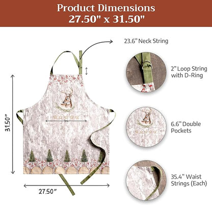 Maison d' Hermine 100% Cotton Apron for women with Pocket Kitchen Chef Apron for Men Cooking Easter Decorations