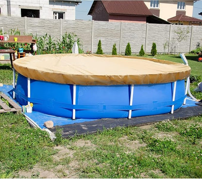 ECOOPTS 22 ft Round Pool Cover for Above Ground Pools, Swimming Pool Cover Protector Winter Safety Cover (Beige)