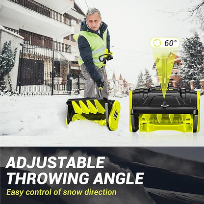 40V Brushless Cordless Snow Shovel, 13-Inch Electric Snow Blower with 2X 4.0Ah Batteries & Charger, Battery-Powered Snow Removal with 16.5FT Throw Distance for Patio, Deck, Driveway,Green