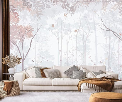 Forest Fabric Mural Wallpaper for Living Room Bedroom Dining Room(Not Self-Adhesive)