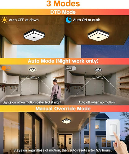 Motion Sensor Outdoor Light, Flush Mount Ceiling Fixture
