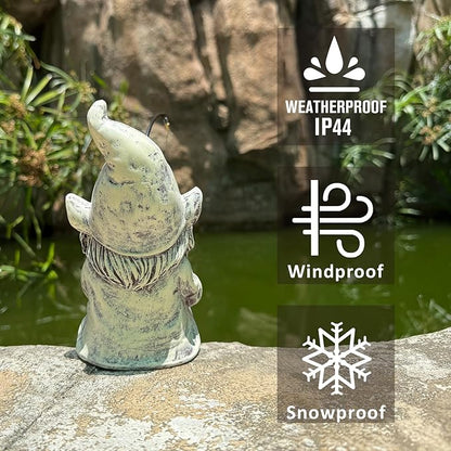 GARDEN WHISPER Gnome Statue Outdoor Garden Pond Koi Decoration, Fishing Gnome Sculpture Garden Koi Pond or Waterfall Decor, 9.7" Dwarf Fishing Poolside Statue, Great Gifts for Mom (Cartoon Style)