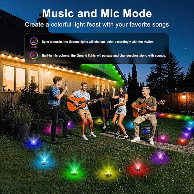 RGB Outdoor Ground Lights, 100Ft Color Changing Pathway Lights