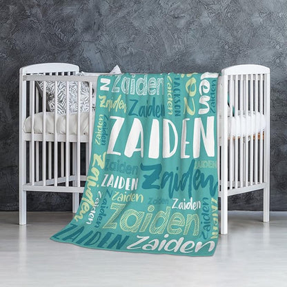 Dr.TOUGH Personalized Blankets with Name Customized Baby Blankets for Girls Boys Adults Monogrammed Blankets and Throws Christmas Birthday Mothers Fathers Valentines Day Gift (Mint Green,30''×40'')
