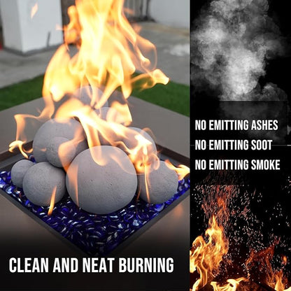 Skyflame 12PCS Fireplace Ceramic Balls, Mixed of 4 Sizes Fire Pit Balls Set for Indoor and Outdoor Fire Tables or Fireplaces Accessory,Gray