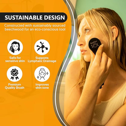 Dry Facial Brush, Exfoliating Face Brush, High Quality Beechwood, Supports Lymphatic Drainage, Natural Face Brush