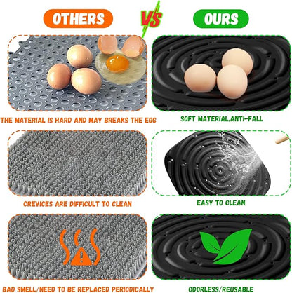Skimzy Chicken Nesting Box Pads, 12 x 12 in Washable Reusable Nest Box Liners, 6-Pack, Breathable Drainage Design, Black