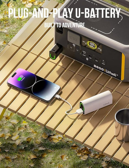 Litheli Portable Power Station 600W, 562Wh Portable Power Generator with 100W USB-C PD Fast-Charging, 110V/600W AC Outlet Solar Generator for Outdoor Camping(Solar Panel Optional), RV