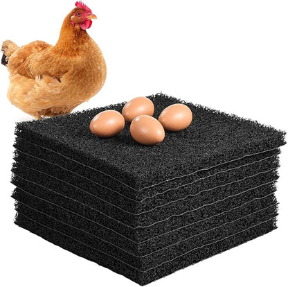 8 Pcs Chicken Nesting Pads, Washable Nesting Box Liners for Chicken Coop, Reusable Plastic Nest Box Pads with 4 Pcs Fake Wooden Eggs, Chicken Laying Mats, 12×12×0.8 inch