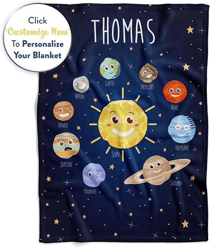 Custom Space Blanket for Kids | Warm Fleece Throw | Room Decor | Plush Flannel Toddler Blanket | Soft Cozy Star Galaxy | Personalized Baby Gift (Space V1, Sherpa - 50x60)