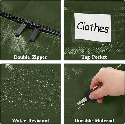 4 Pcs 24 Gallon Large Moving Bags with Zipper and Handles Foldable Storage Duffle Bags Heavy Duty Extra Large Totes for College Dorm Travel Clothes Blankets Bedding Moving (Green)