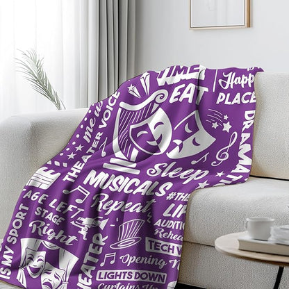Theater Gifts for Christmas, Theater Blanket for Girls Women, Musical Theatre Gifts for Theatre Lovers, Birthday Gifts for Musical Lovers, Flannel Music Throw Blanket 50x60 in