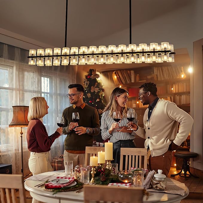 Crystal Black Rectangular Chandelier