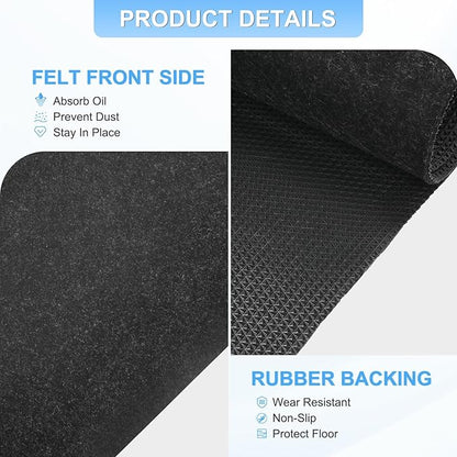 3 mm Thickened Outdoor Storage Shed Mat, 2.6x18 ft Waterproof Shed Flooring Mat for Patio Furniture Floor Protecting from Wear/Liquid/Dust/Oil, Non-Slip Felt Rubber Rug Pad [Grey]