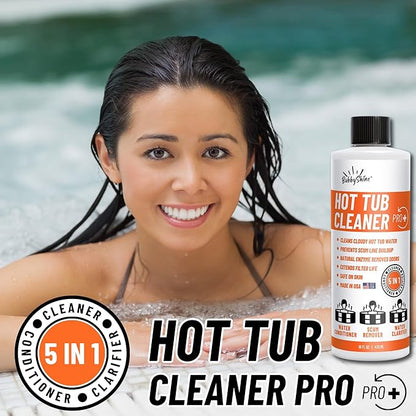 5in1 Weekly Hot Tub Cleaner - 16 Treatments, Conditioner, Clarifier - Hot Tub Chemicals, Spa Protector All in One Starter Kit, Spa Chemicals for Hot Tub for Crystal Clear Water - Made in USA