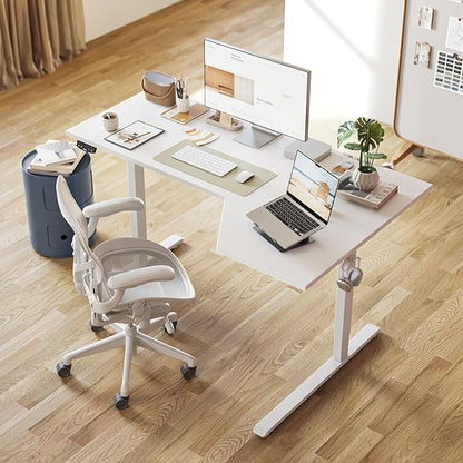 Agilestic Electric Standing Desk, L-Shaped 55 Inches Height Adjustable Desk, Sit and Stand up for Work Office Home, Ergonomic Rising Computer Table for Home Office with Splice Board, White