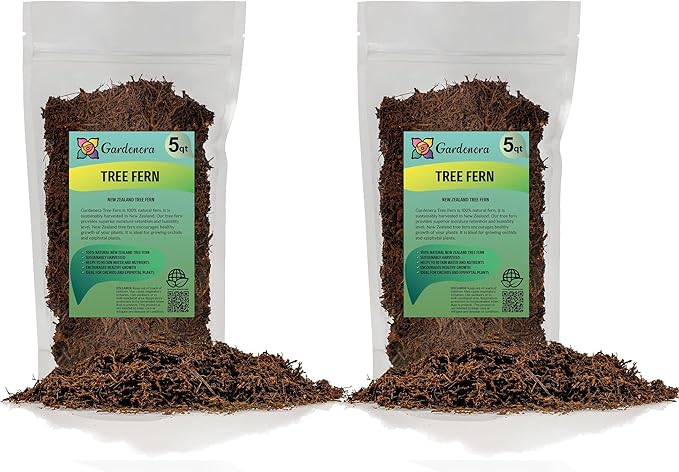 Premium New Zealand Tree Fern by GARDENERA - 10 Quart - Orchid and Epiphytal Plants Growing Medium and Reptile Substrate (2 Bags of 5 Quart)