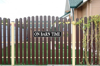On Barn Time Rustic Style Outdoor Safe Metal Sign - Barn Décor - Equine Barn Sign - Horse Barn Sign - Farm Décor - Livestock Barn Sign - Decor Metal Sign 16 X 4 Inch