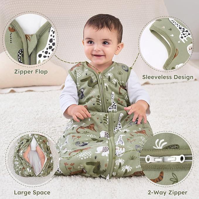 Yoofoss Baby Sleep Sack 18-24 Months, TOG 2.5 Baby Wearable Blanket with 2-Way Zipper, 100% Organic Cotton Fabric Winter Newborn Sleeping Sack, Warm Soft Comfy(X-Large)
