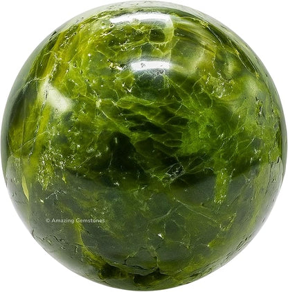 Amazing Gemstone Green Tourmaline in Matrix Crystal Ball with Stand - 2 Inches Crystal Sphere Meditation Balls for Witchcraft and Decorative Balls