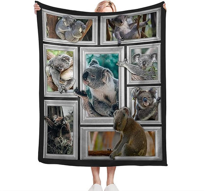 Koala Blanket Funny Koala Gifts for Girls Boys Woman Kids Koalas Lover Throw Blankets Soft Blanket Warm Fleece Flannel Plush Blankets for Bed Sofa Couch 40"x50"