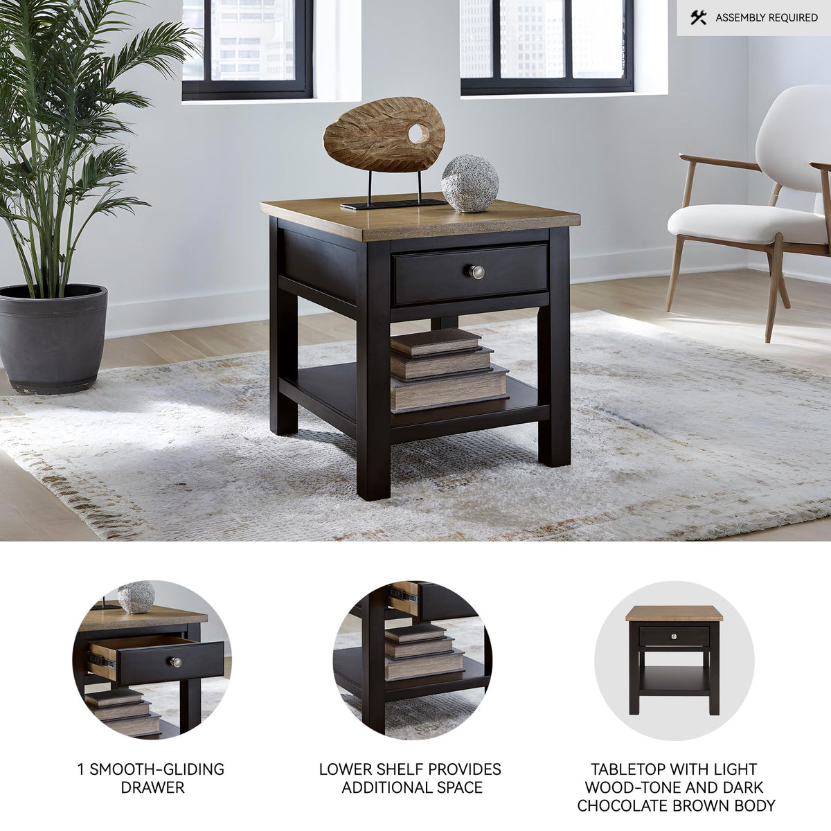 Drazmine Casual End Table with 1 Lower Shelf