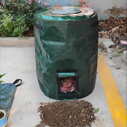 Large Compost Bin Bags,Garden Compost Bin Bags 80 Gallon(300L) Outdoor Collapsible Garden Yard Garbage Cans Fallen Leaf Bag (Green 1pc)