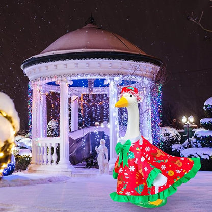 Christmas Goose Outfit for Porch Goose 23" Cement Statue Clothing- Christmas Outdoor Decoration for Patio Yard Lawn