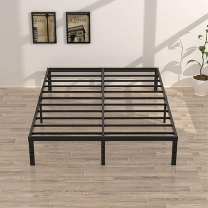 Full Bed Frame No Box Spring Needed, 14 Inch Heavy Duty Metal Platform Bed Frame Full Size with Storage, 2500lbs Steel Slats Support, Easy Assembly, Black