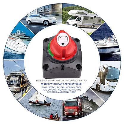 Marine Battery Disconnect Switch - Premium On-Off Position Master Cut Off - 6V 12V 24V 48V - Battery for Boat, ATV, RV, UTV, Heavy Duty Waterproof Isolato Switch, 275/1250 Amps (On-Off)