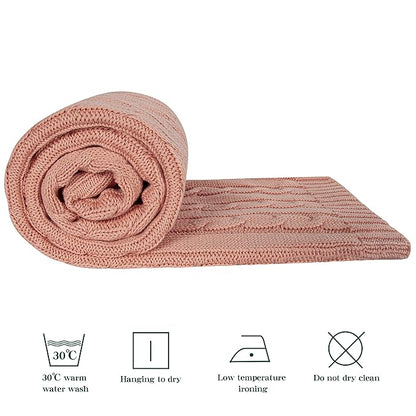 NTBAY 100% Pure Cotton Cable Knit Toddler Blanket, Super Soft Warm Breathable 30x40 Baby Blanket for Crib, Stroller, Nursery, Travel, Newborn, 30x40 Inches, Coral Orange