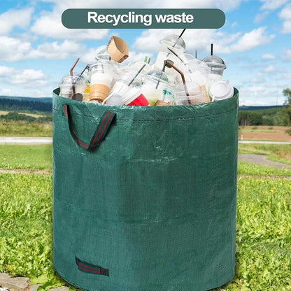 4 Pack 137 Gallons Reusable Yard Waste Bags with Double Bottom Layer Extra Large Leaf Lawn Bags Reusable Heavy Duty With 4 Reinforced Handles Garden waste Bags for Debris Grass Clipping