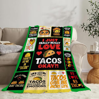 Taco Fleece Blanket Just a Girl Who Loves Tacos Throw Blankets for Girls Women Super Soft Warm Flannel Cartoon Food Throws Gifts for Kids Cozy Fuzzy Plush Stuffed Couch Bed Bedding Decor 50"x40"