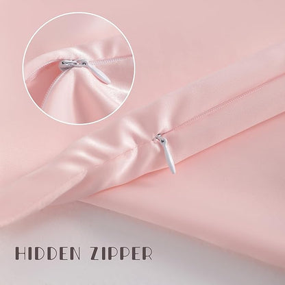 NTBAY Zippered Silk Satin Toddler Pillowcases - 2 Pack Hidden Zipper 13x18 Pillowcases - Luxury and Silky Baby Travel Pillow Covers, Pink