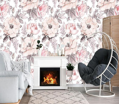 XMPMBM-Pink Flower backsplash Large Decorative Wallpaper Peony Floral Bedroom Bathroom Wall Mural- W 88" X H 59"（36 Square Foot）