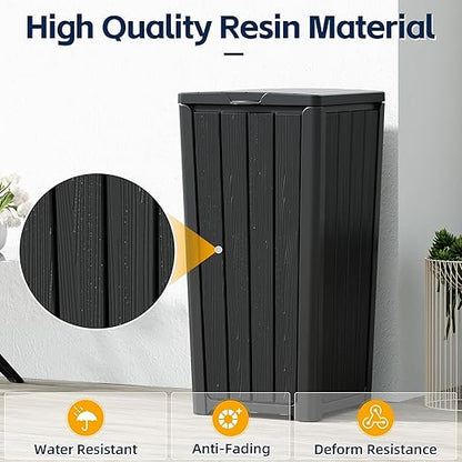 Outdoor Trash Can 23 Gallon Garbage Can with Lid Waterproof Resin Garbage Patio Waste Bin for Garden, Backyard, Deck,Black